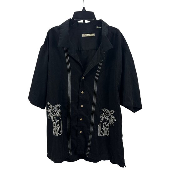 Batık Bay Black Button-Up Shirt Embroidered Relaxed Fit Mens XL Gothic Oversized - Picture 1 of 9